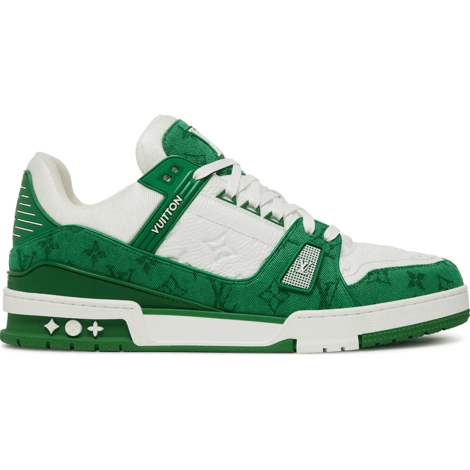 Louis Vuitton Trainer Green Monogram Denim White