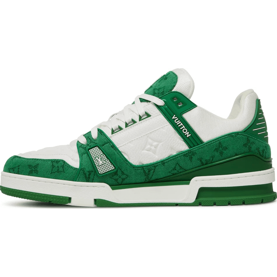Louis Vuitton Trainer Green Monogram Denim White